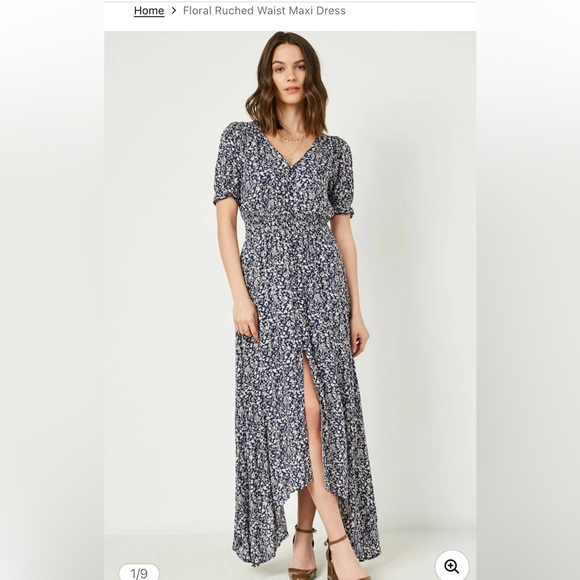 Hayden Los Angeles Dresses & Skirts - Hayden Los Angeles Floral Ruched Waist Maxi Dress High Low sz S CottageCore